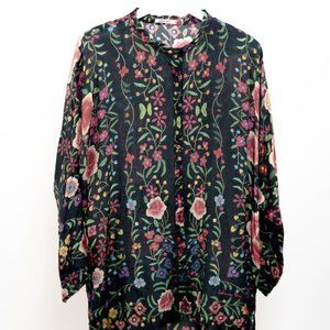 Johnny Was Medium Floral Silk Tunic